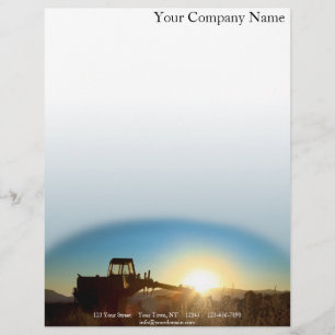 Tractor at Sunrise on a Blue Gradient Background Letterhead