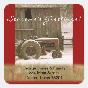 Tractor & Barn Christmas Envelope Seal