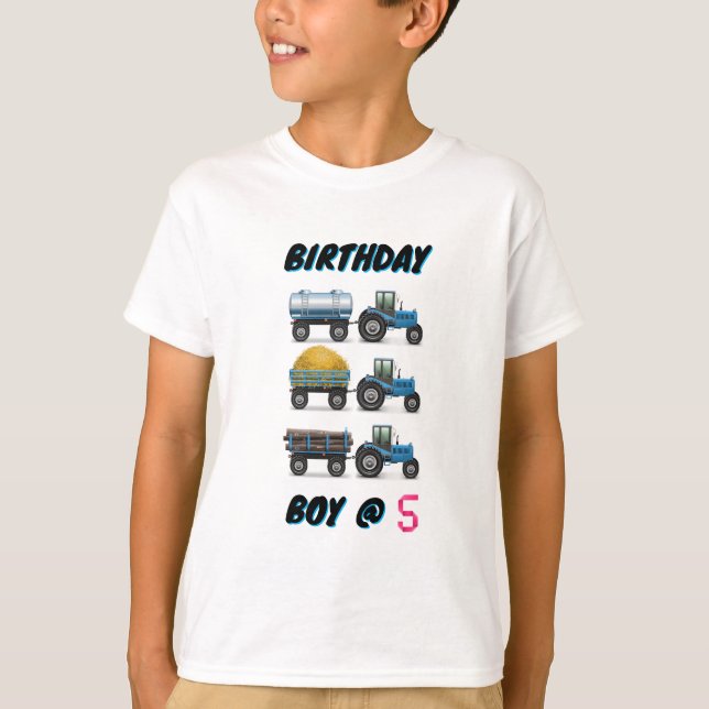 Tractor Birthday Boy @ 5 T-Shirt (Front)