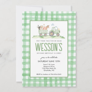 Tractor Birthday, Farm Birthday Invitation