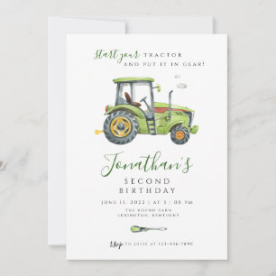 Tractor Birthday modern minimalist Invitation