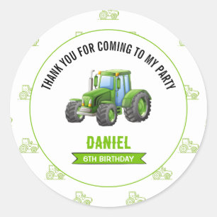 Tractor Birthday Party  Classic Round Sticker