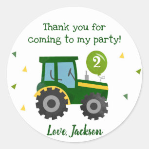 Tractor Birthday Party Favour Stickers