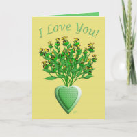 Tractor Bouquet with Green Heart Vase
