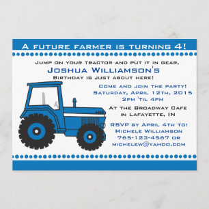Tractor Boy / Girl Anniversaire Fête Invitation