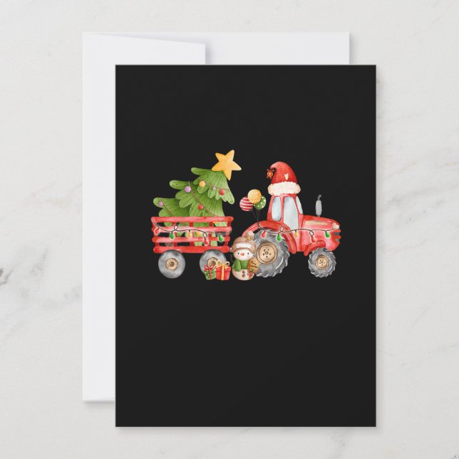 Tractor Boy Xmas Christmas Tree Merry Christmas Fa Invitation (Front)