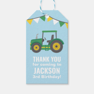 Tractor Bunting Flags Thank You Birthday Party Gift Tags