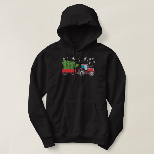 Tractor Carry Christmas Tree Ugly Sweater Kid Truc (Design Front)