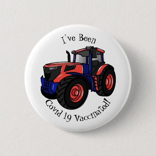 Tractor cartoon illustration 2 inch round button (Front)