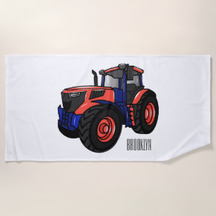 Tractor cartoon illustration  beach towel