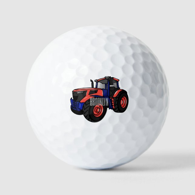 Tractor cartoon illustration  golf balls (Front)