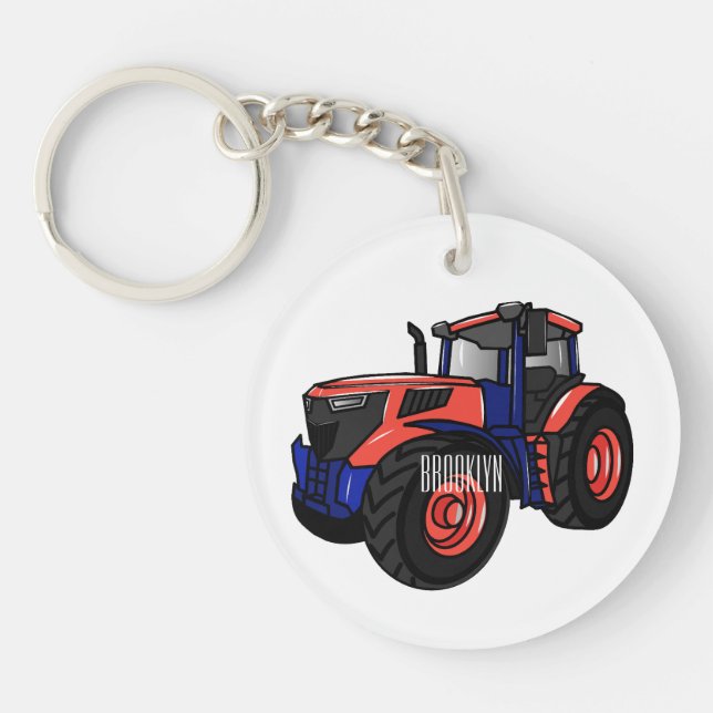 Tractor cartoon illustration  keychain (Front)