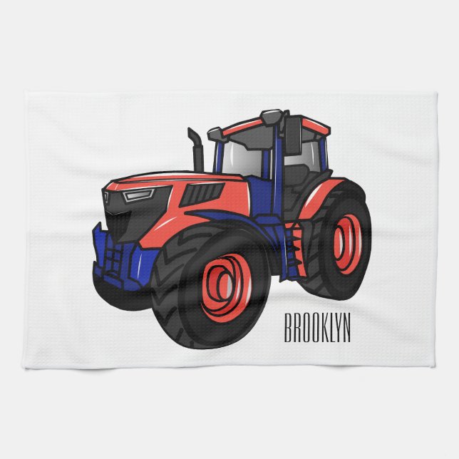 Tractor cartoon illustration  kitchen towel (Horizontal)