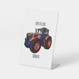 Tractor cartoon illustration pedestal sign