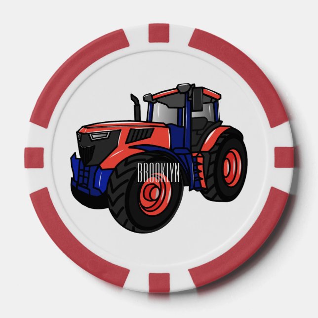 Tractor cartoon illustration  poker chips (Front)