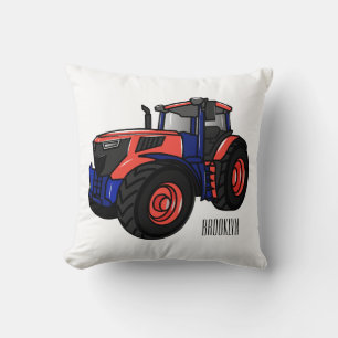 Tractor cartoon illustration throw pillow