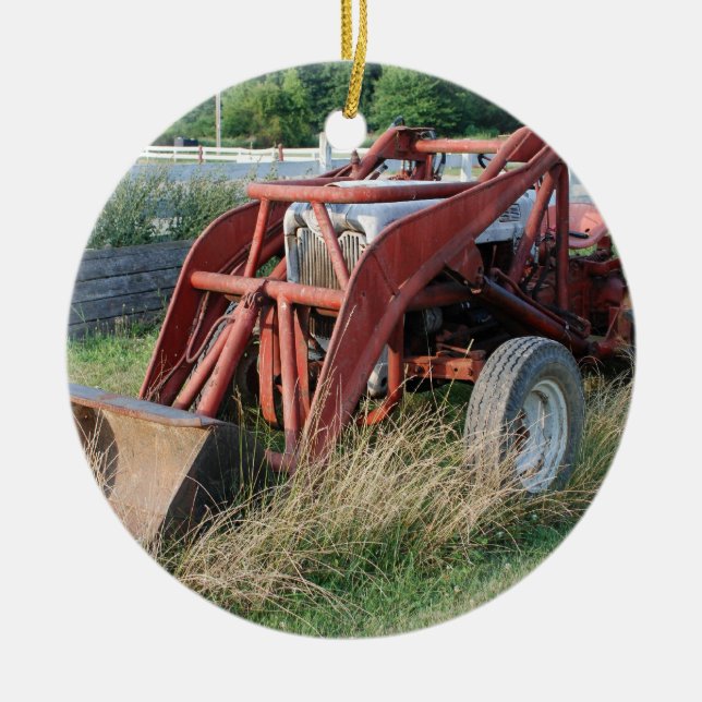 tractor ceramic ornament (Front)