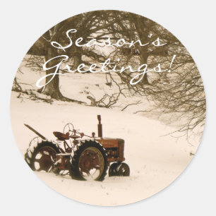 Tractor Christmas Card Envelope Seal
