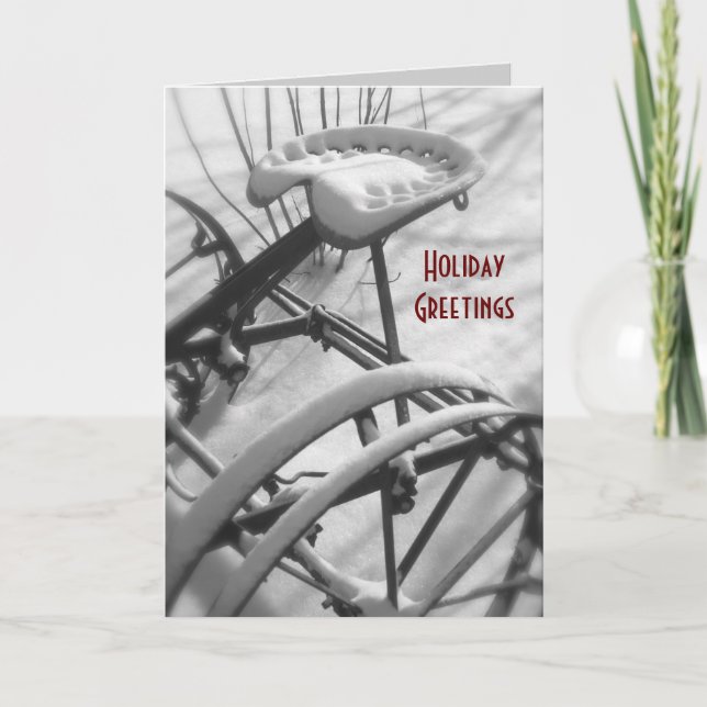 Tractor Christmas Card: Old Tractor Seat Holiday Card (Front)