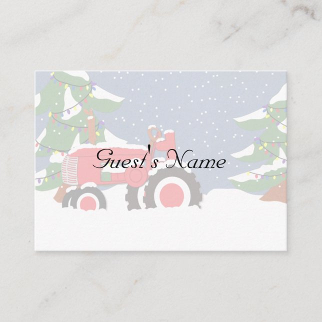 Tractor Christmas Wedding Table Place cards (Front)
