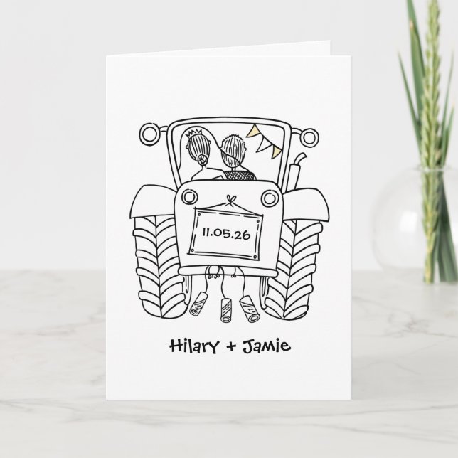 Tractor Country Wedding Card (Front)
