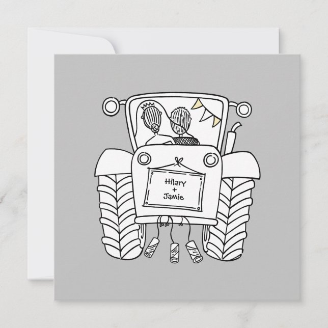 Tractor Country Wedding Evening Reception Invitation (Front)