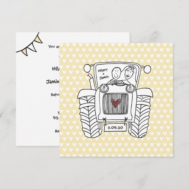 Tractor Country Wedding  Invitation (Front/Back)