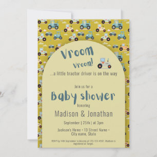 Tractor driver farmer baby shower Invitation