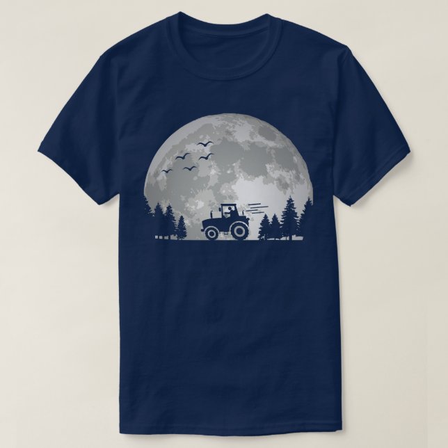 Tractor Driver  Farming Agriculture  Moon  Funny F T-Shirt (Design Front)