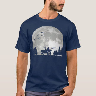 Tractor Driver Farming Agriculture Moon Funny F T-Shirt