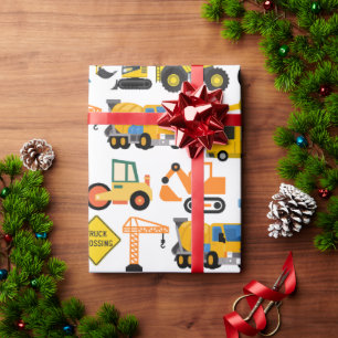 Tractor Excavator Bulldozer Construction Vehicles Wrapping Paper