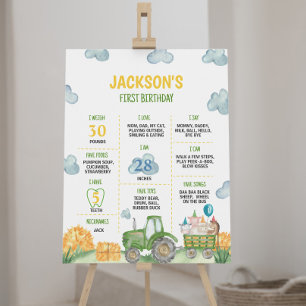 Tractor Farm Animal Birthday Party Milestone Sign
