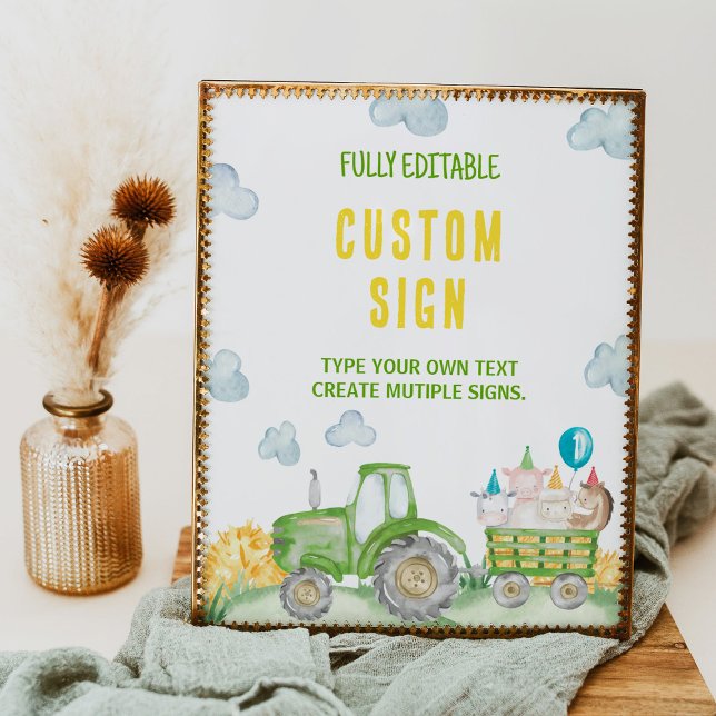 Tractor Farm Animal Birthday Party Table Sign (Creator Uploaded)