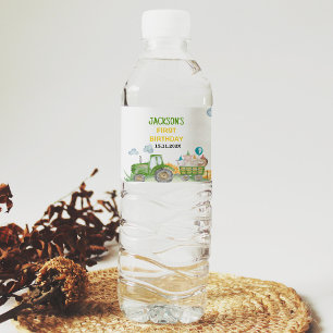 Tractor Farm Animal Birthday Water Bottle Label