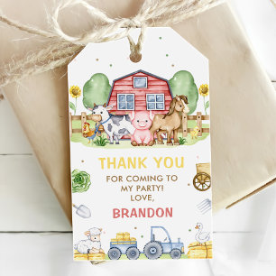 Tractor Farm Animals 1st Birthday Gift Tags