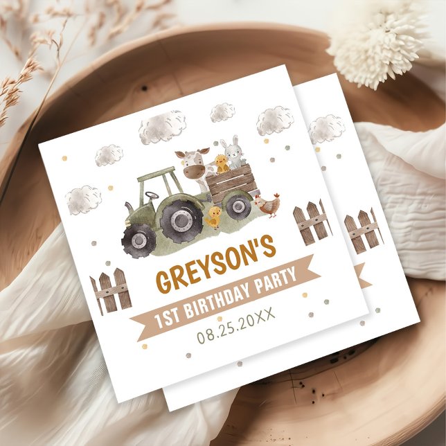 Tractor Farm Birthday Party Animals Barn Napkin (Creator Uploaded)