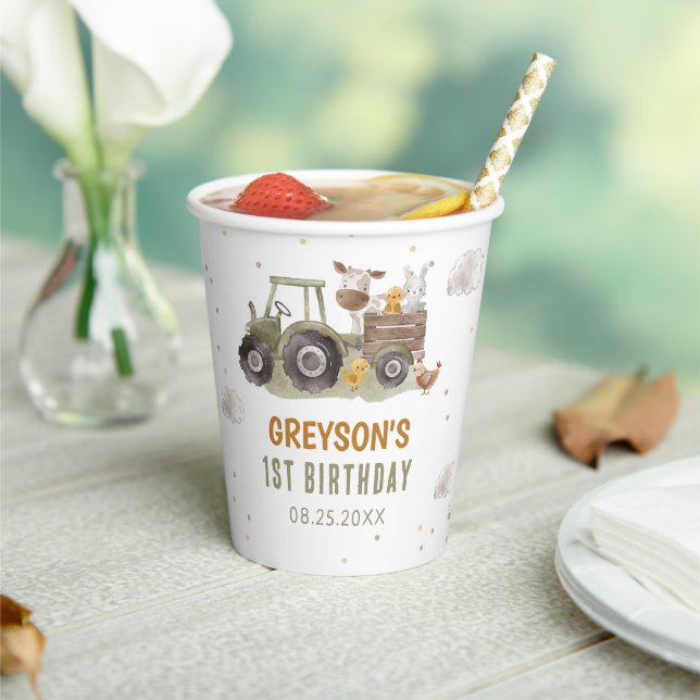 Tractor Farm Birthday Party Animals Barn Paper Cups (Insitu)