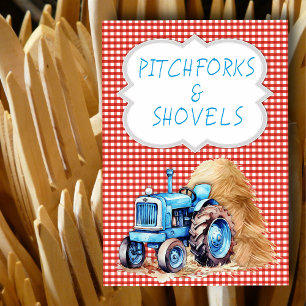 Tractor Farm Birthday Sign Red Gingham Table Number