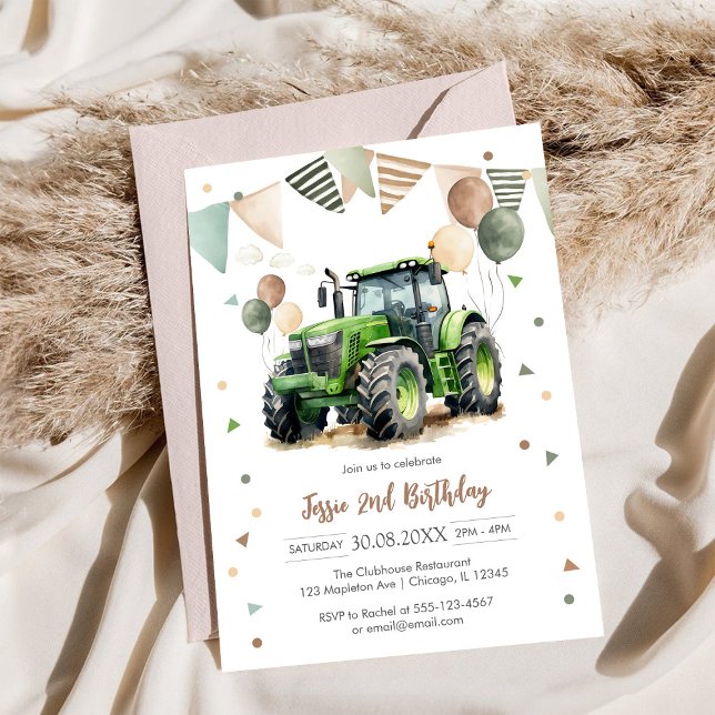 Tractor Farm Kids Boy Birthday Invitation (Créateur téléchargé)