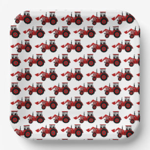 Tractor Farm Red Paper Plate