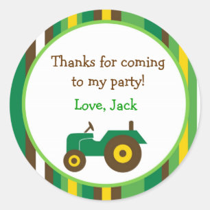 Tractor Farm Round Favour Stickers Envelope Seals