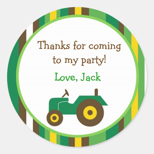 Tractor Farm Round Favour Stickers Envelope Seals (Front)
