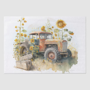 Tractor Farm Sunflower Tissue Paper