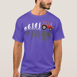 Tractor Farmer Evolution with Shadow T-Shirt