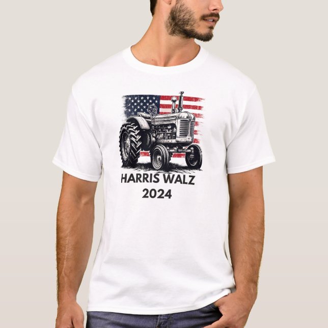 TRACTOR FARMERS FOR HARRIS WALZ 2024 T-Shirt (Front)