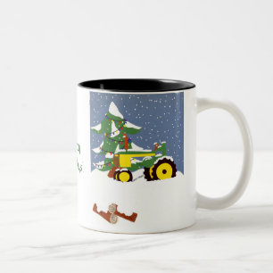 Tractor for Christmas Two-Tone Coffee Mug