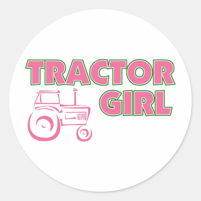 Tractor Girl Classic Round Sticker (Front)