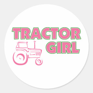Tractor Girl Classic Round Sticker
