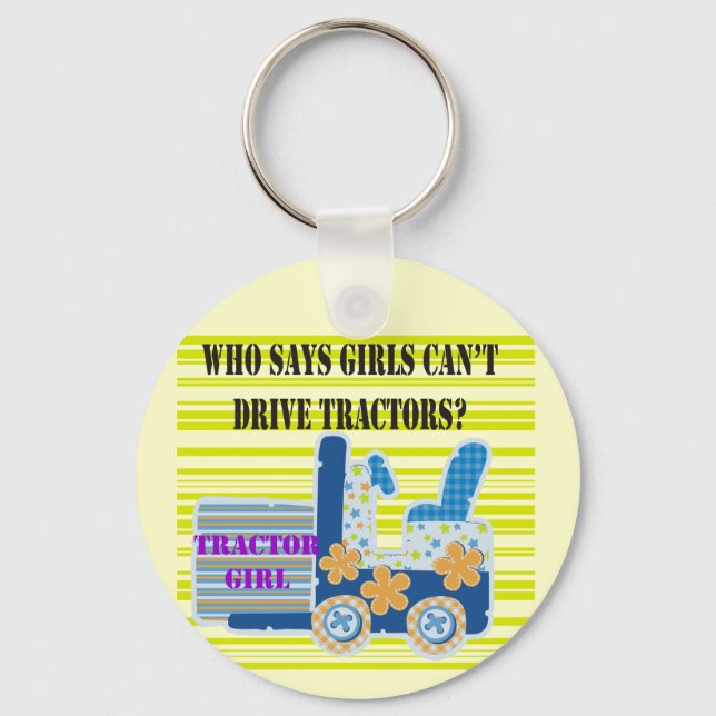 Tractor Girl Tshirts and Gifts Keychain (Front)