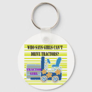 Tractor Girl Tshirts and Gifts Keychain